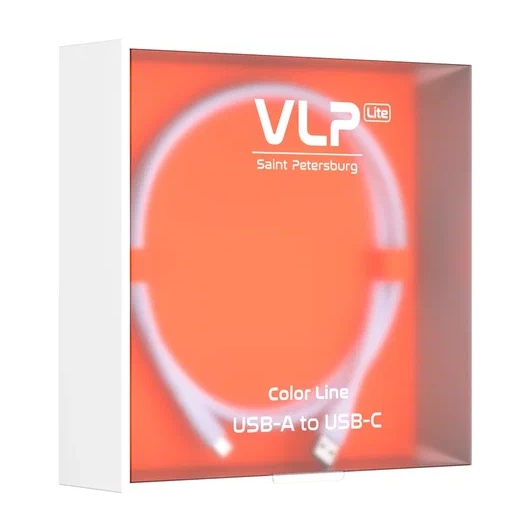 Кабель VLP LITE Color Line [USB-A - USB-C] 60W 100см, Белый (2072001) на белом фоне Nice Case