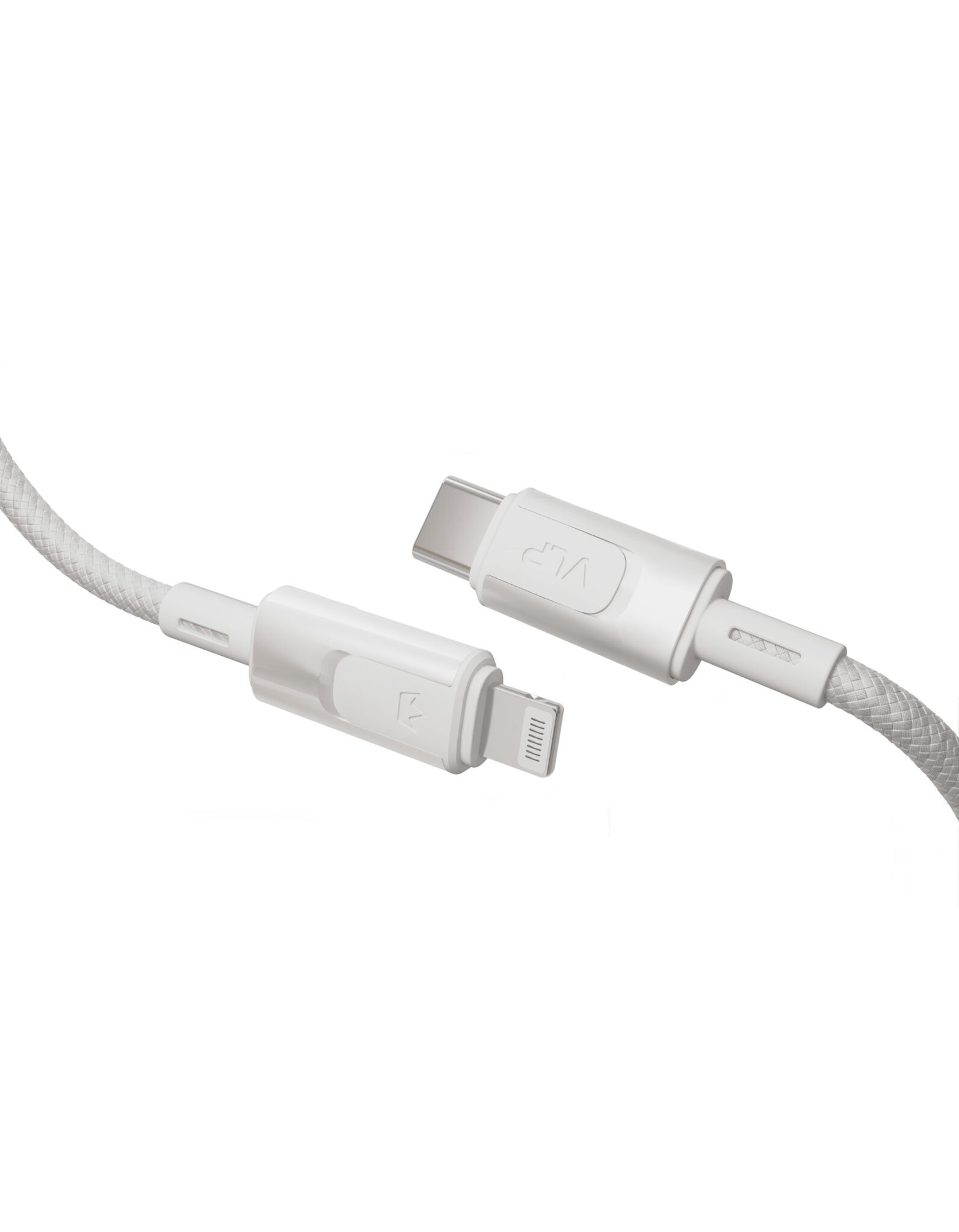 Кабель VLP Force Line [USB-C + Lightning] 120см 30W, Белый (1036002) на белом фоне Nice Case