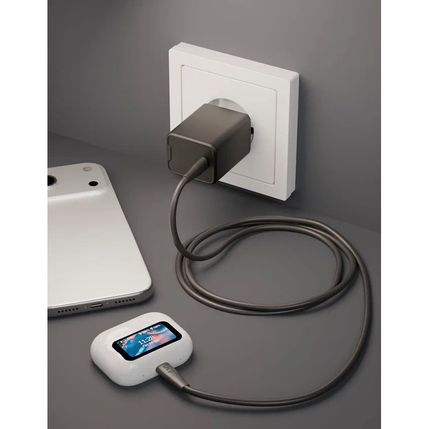 Кабель VLP LITE Color Line [USB-C - Lightning] 27W 100cм, Черный (2072007) на белом фоне Nice Case