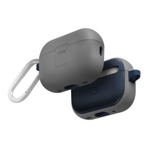 Чехол с карабином Uniq CLYDE Lock case для AirPods Pro 2, Chalk Grey/Marine Blue