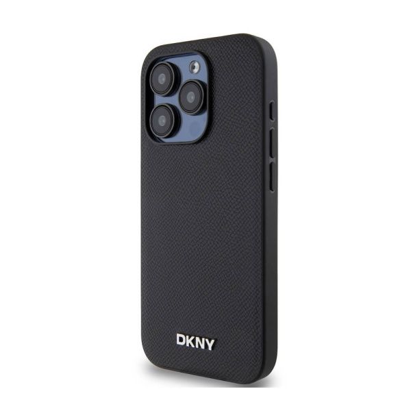 Чехол DKNY Grained Metal logo c MagSafe для iPhone 15 Pro Max, Черный