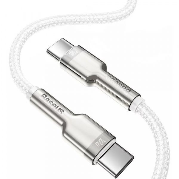 Кабель Baseus Cafule Series Metal Data Cable [Type-C - Type-C] 100W 200см, White (CATJK-D02)